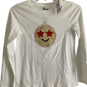 Epic Threads White Long Sleeve Tee Red Ornament NEW medium holiday Christmas